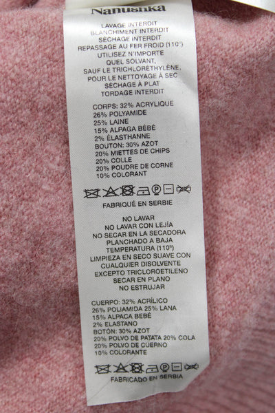 Nanushka Women Pink Collared Button Cardigan Long Sleeve Designer Size S