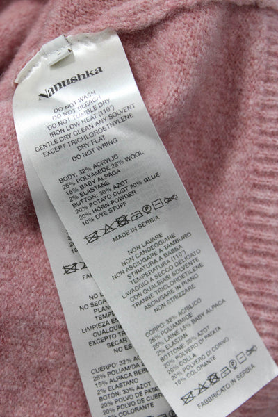 Nanushka Women Pink Collared Button Cardigan Long Sleeve Designer Size S