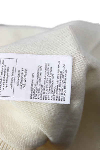Allude Women Cardigan Beige V Neck 100% Virgin Wool Long Sleeve Button Size S
