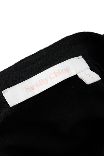 See by Chloe Women Black Long Sleeve Blouse 98% Polyester Size 40