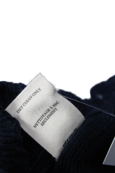 Ulla Johnson Women Dark Blue Cotton Crew Neck Short Sleeve Top Designer Size M