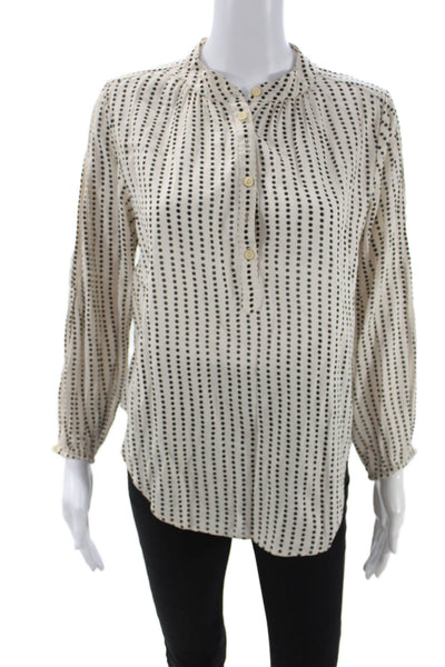 Apiece Apart Womens Beige Polka Dot High Neck Tunic Long Sleeve Cotton Size 2
