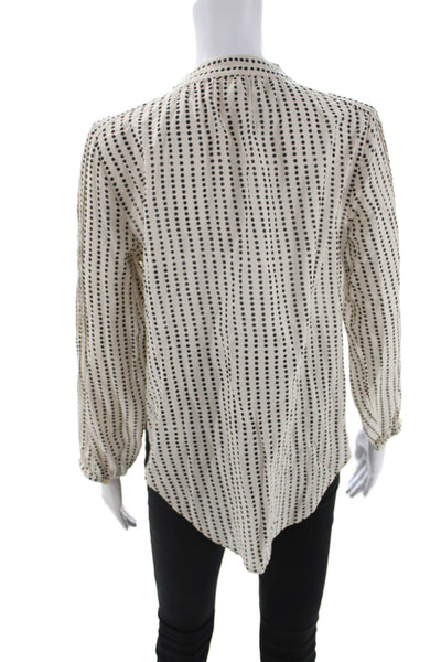 Apiece Apart Womens Beige Polka Dot High Neck Tunic Long Sleeve Cotton Size 2