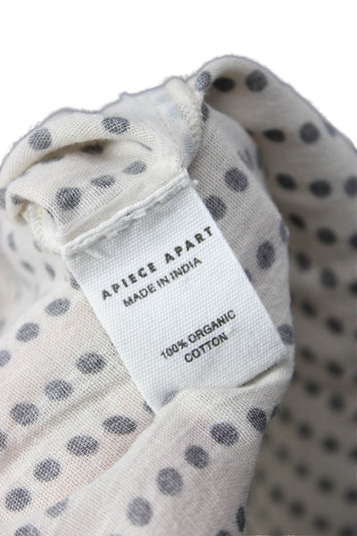 Apiece Apart Womens Beige Polka Dot High Neck Tunic Long Sleeve Cotton Size 2