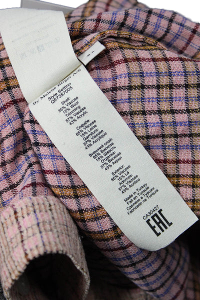 By Malene Birger Womens Tunic Button-Up Pink Plaid Mockneck Long Sleeve Size 34