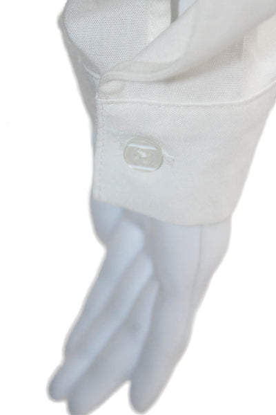 Superdown Women Blouse White Collared Button Rayon Long Sleeve Classic Size M