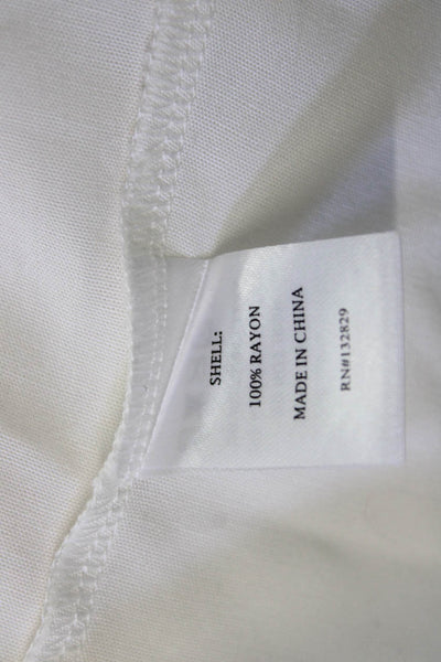 Superdown Women Blouse White Collared Button Rayon Long Sleeve Classic Size M