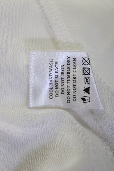 Superdown Women Blouse White Collared Button Rayon Long Sleeve Classic Size M