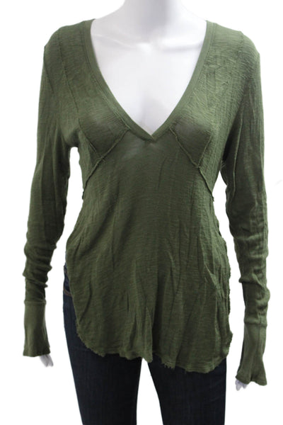 Intimately Free People Women Boho V-Neck Long Sleeve Tunic Green Size M