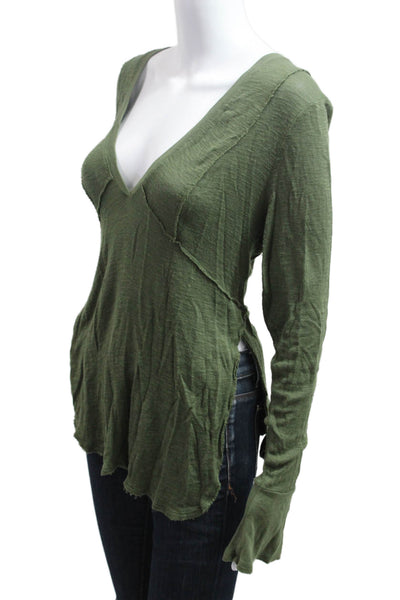 Intimately Free People Women Boho V-Neck Long Sleeve Tunic Green Size M
