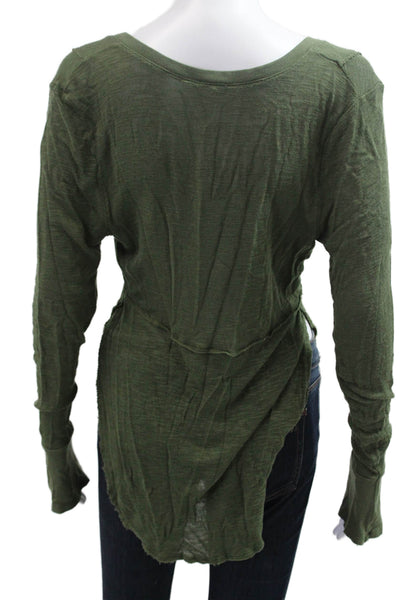 Intimately Free People Women Boho V-Neck Long Sleeve Tunic Green Size M
