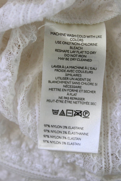 Anthropologie Womens White V-Neck Bohemian Button-Up Blouse Long Sleeve Size 1