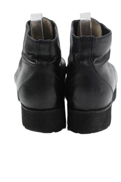 Chanel Womens Leather Platform Ankle Boots Black Size 8.5