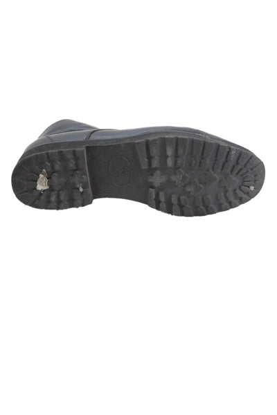 Chanel Womens Leather Platform Ankle Boots Black Size 8.5