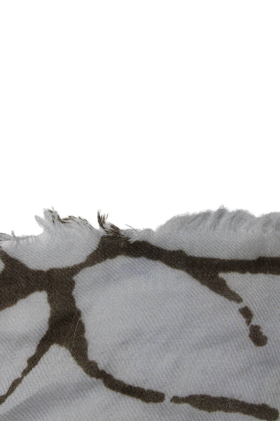 Storiatipic Womens Raw Edge Abstract Floral Print Scarf Gray