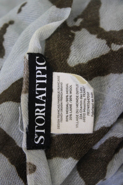 Storiatipic Womens Raw Edge Abstract Floral Print Scarf Gray