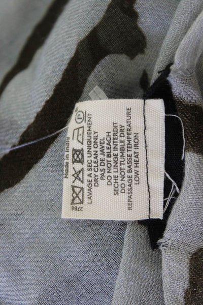 Storiatipic Womens Raw Edge Abstract Floral Print Scarf Gray