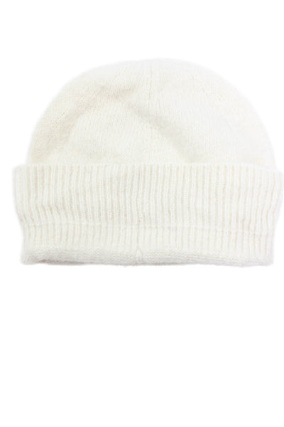 Herno Womens Alpaca Knit Ribbed Detail Beanie White One Size