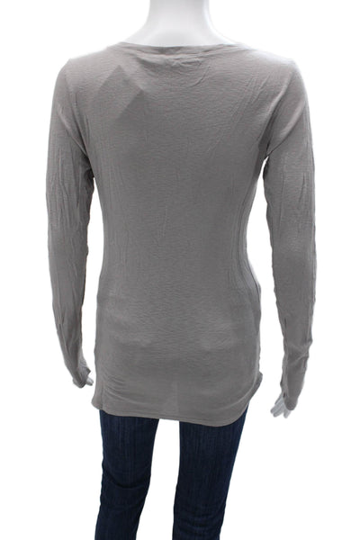 Michael Stars Womens V-Neck Long Sleeve T-Shirt Gray Supima Size One Size