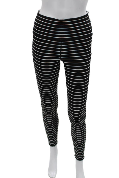 Athleta Womens Black Striped Ankle Leggings Size S