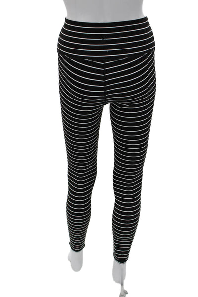 Athleta Womens Black Striped Ankle Leggings Size S
