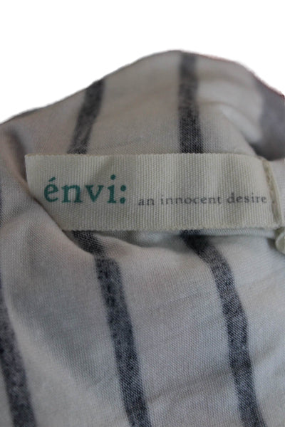 Envi Women Maxi Tank Dress Dark Blue Striped V-Neck Lace Up Size S