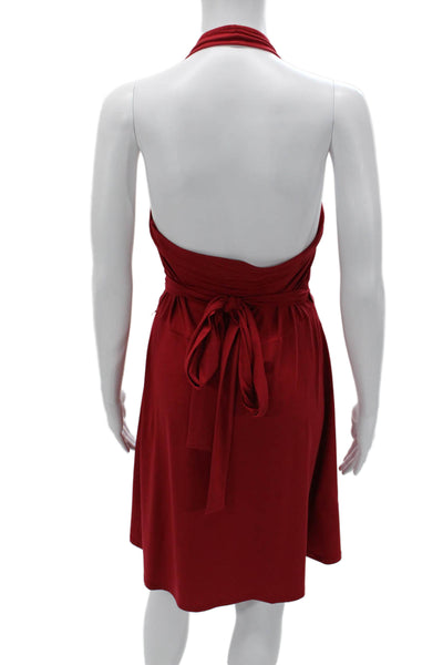 BCBGMAXAZRIA Womens Red Wrap Dress Sleeveless Knee Length Size S