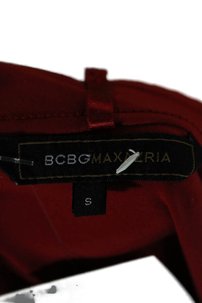 BCBGMAXAZRIA Womens Red Wrap Dress Sleeveless Knee Length Size S