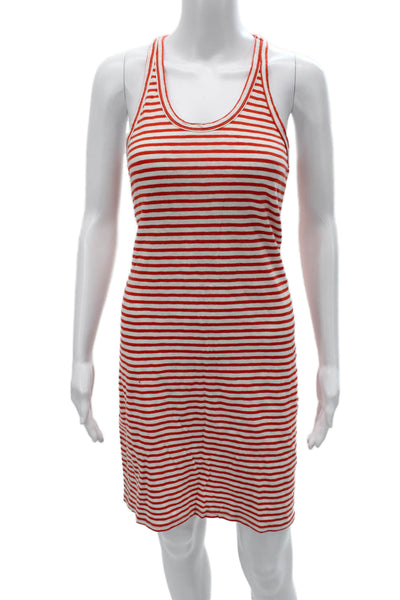 J Crew Womens Red Striped Cotton Tank Dress Knee Length Beach Size S