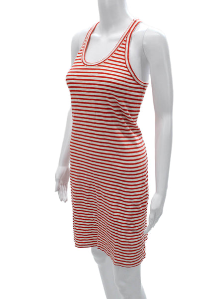 J Crew Womens Red Striped Cotton Tank Dress Knee Length Beach Size S