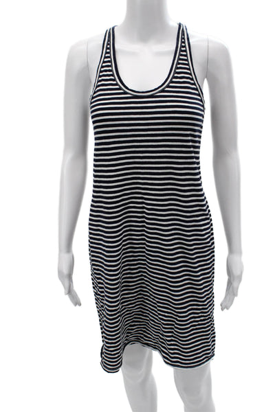 J Crew Women Tank Dress Black Striped Cotton Knee Length Sleeveless Size S