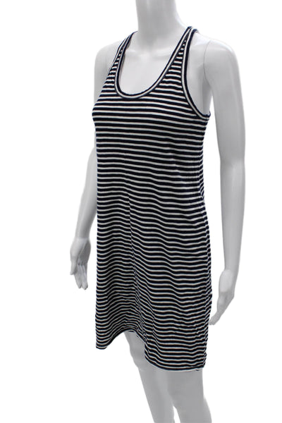 J Crew Women Tank Dress Black Striped Cotton Knee Length Sleeveless Size S
