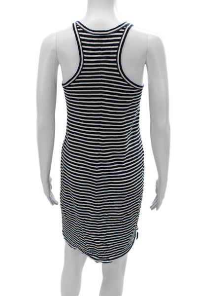 J Crew Women Tank Dress Black Striped Cotton Knee Length Sleeveless Size S