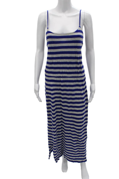 French Connection Women Maxi Tank Dress Blue Striped Sleeveless Midi Size 4