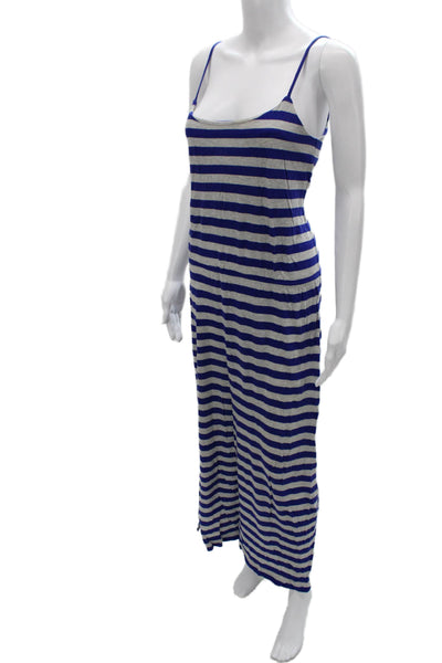 French Connection Women Maxi Tank Dress Blue Striped Sleeveless Midi Size 4