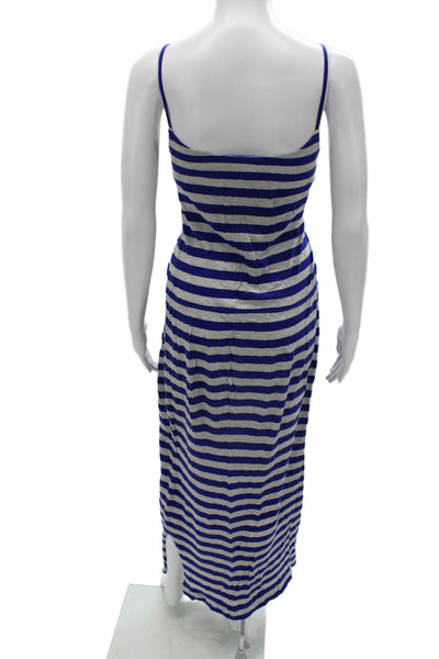 French Connection Women Maxi Tank Dress Blue Striped Sleeveless Midi Size 4