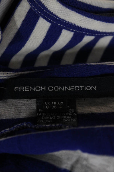 French Connection Women Maxi Tank Dress Blue Striped Sleeveless Midi Size 4