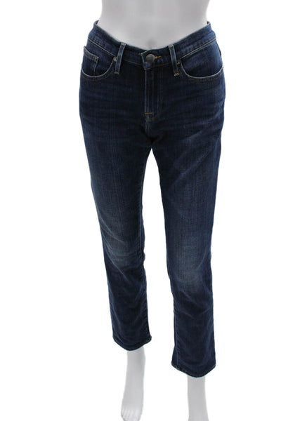 Frame Women Cropped Straight Jeans Dark Blue Mid Rise Size 29