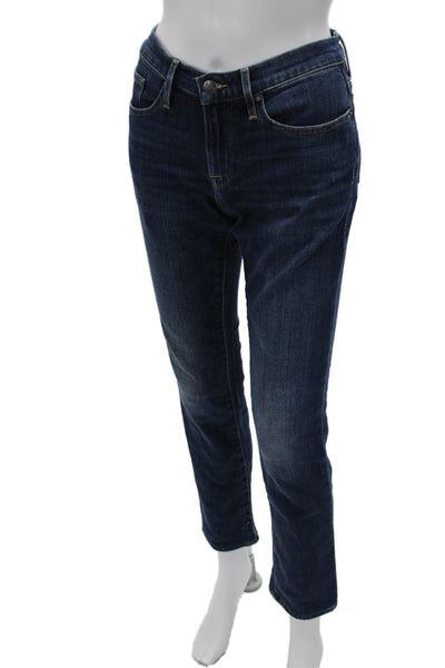 Frame Women Cropped Straight Jeans Dark Blue Mid Rise Size 29