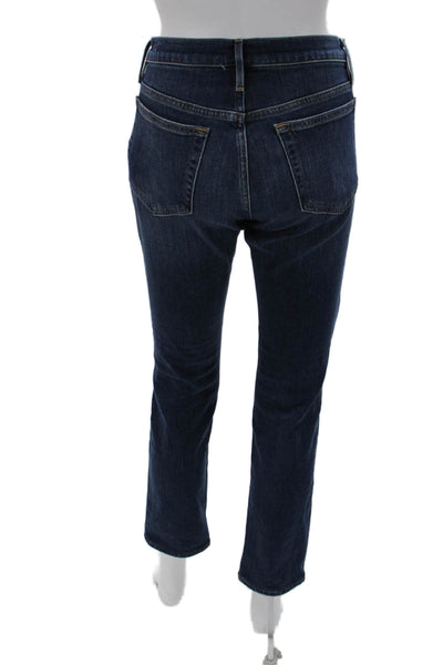 Frame Women Cropped Straight Jeans Dark Blue Mid Rise Size 29