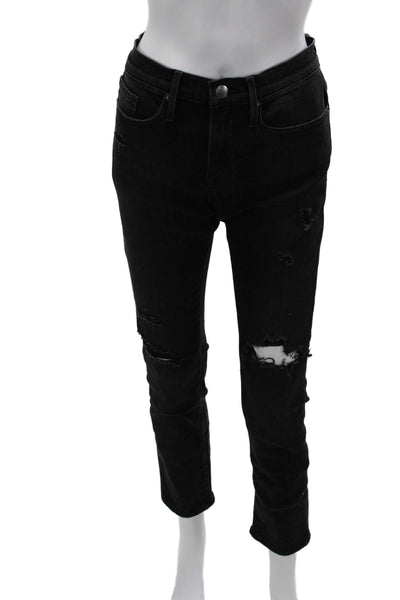 Frame Womens Skinny Cropped Black Jeans Mid Rise Size 29