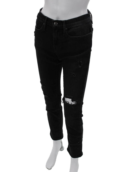 Frame Womens Skinny Cropped Black Jeans Mid Rise Size 29