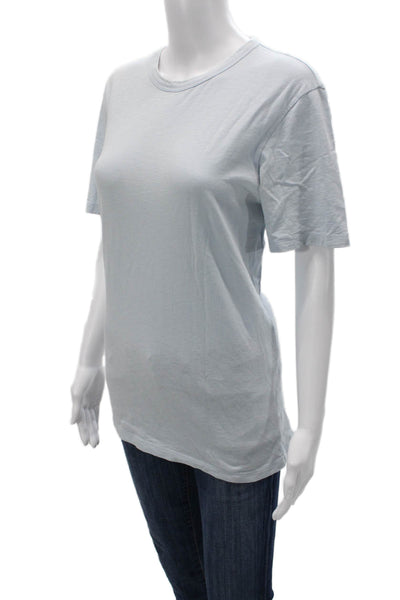 Theory Women Light Blue Cotton Blend Crew Neck Short Sleeve T-Shirt Size M