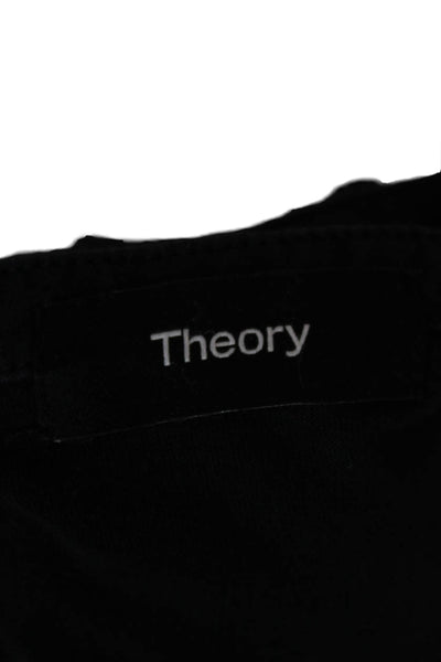 Theory Womens Black Cotton Blend Round Neck Basic Button-Up Long Sleeve Size M