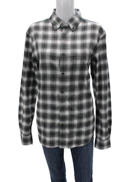 Club Monaco Mens Black Collared Long Sleeve Button-Down Cotton Shirt Size M