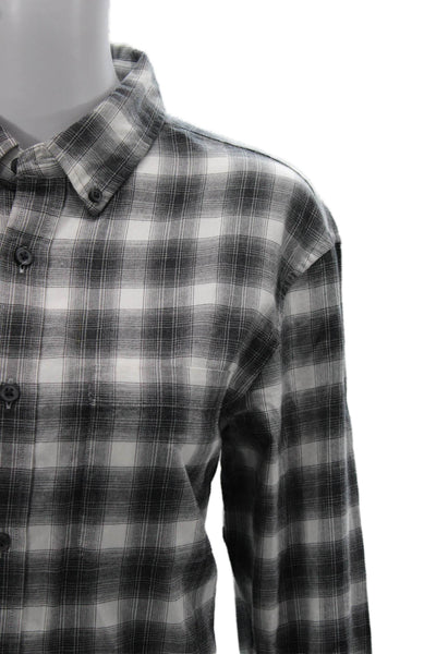 Club Monaco Mens Black Collared Long Sleeve Button-Down Cotton Shirt Size M