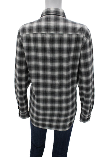Club Monaco Mens Black Collared Long Sleeve Button-Down Cotton Shirt Size M