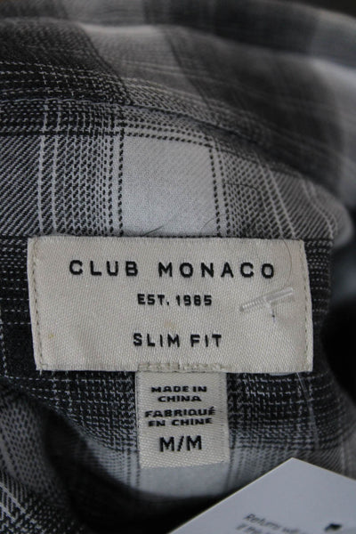 Club Monaco Mens Black Collared Long Sleeve Button-Down Cotton Shirt Size M