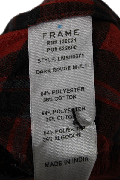 Frame Women Red Plaid Collared Button Up Long Sleeve Top Size S
