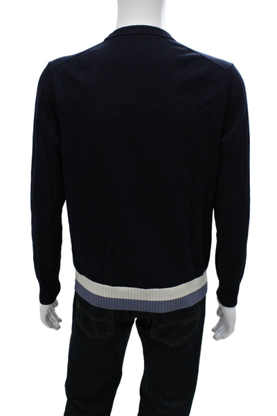 Club Monaco Mens Pullover Sweater Dark Blue Crew Neck Cotton Nylon Size M